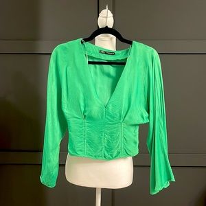 Zara Green Silk Top